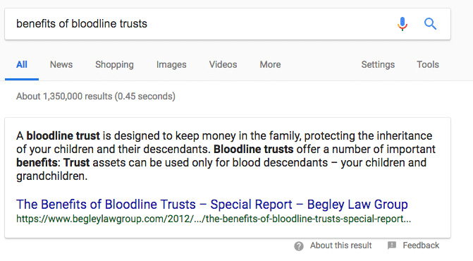 Google card example, estate planning attorney