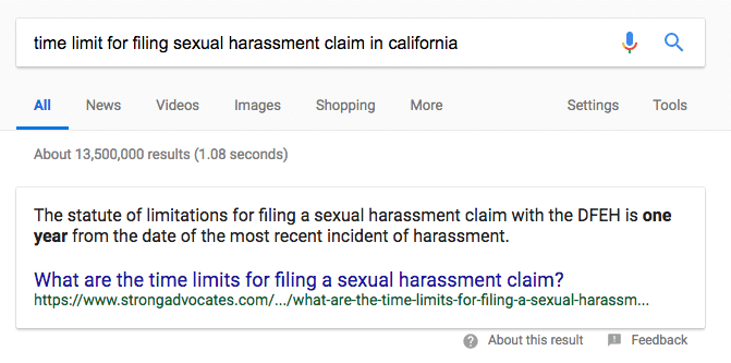 sexual harassment featured snippet 1