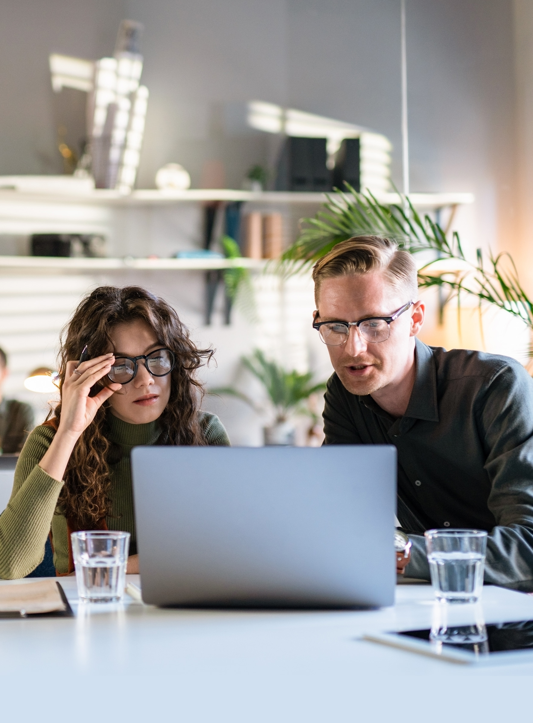Law firm website design team reviewing a layout