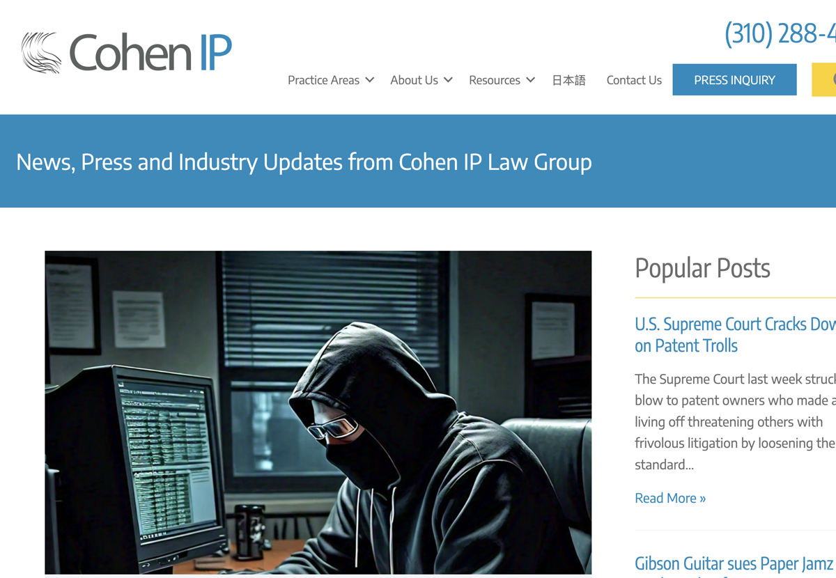 Cohen IP Website Design