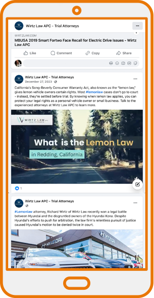 Law firm social media marketing Facebook post