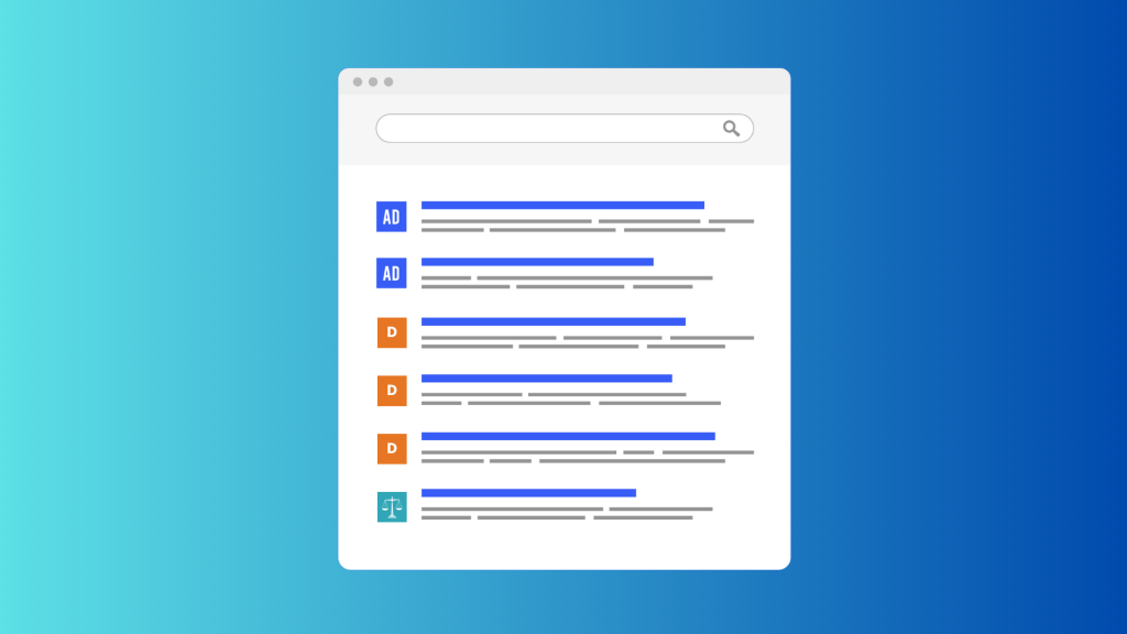 legal directories on search engine results page