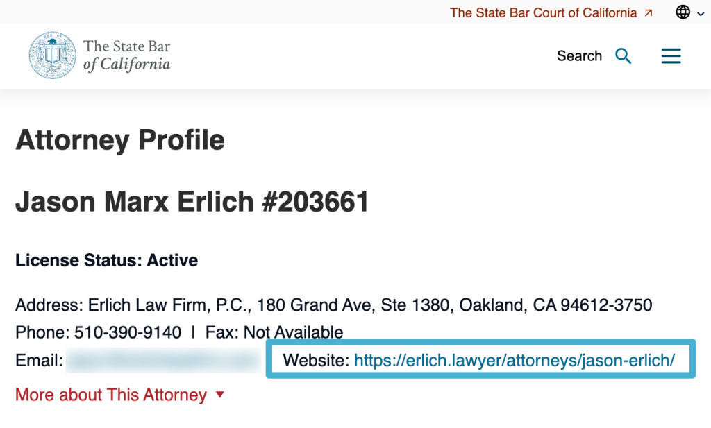 California Bar Profile Example